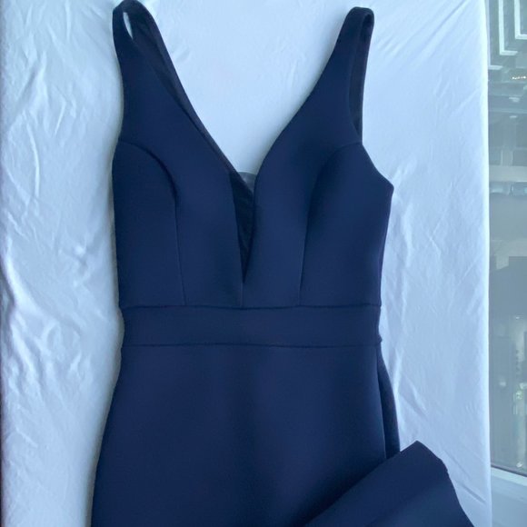 Marciano Deep V-Neck Sleeveless A Line Evening Midi Blue Dresses For Women's - Picture 1 of 4